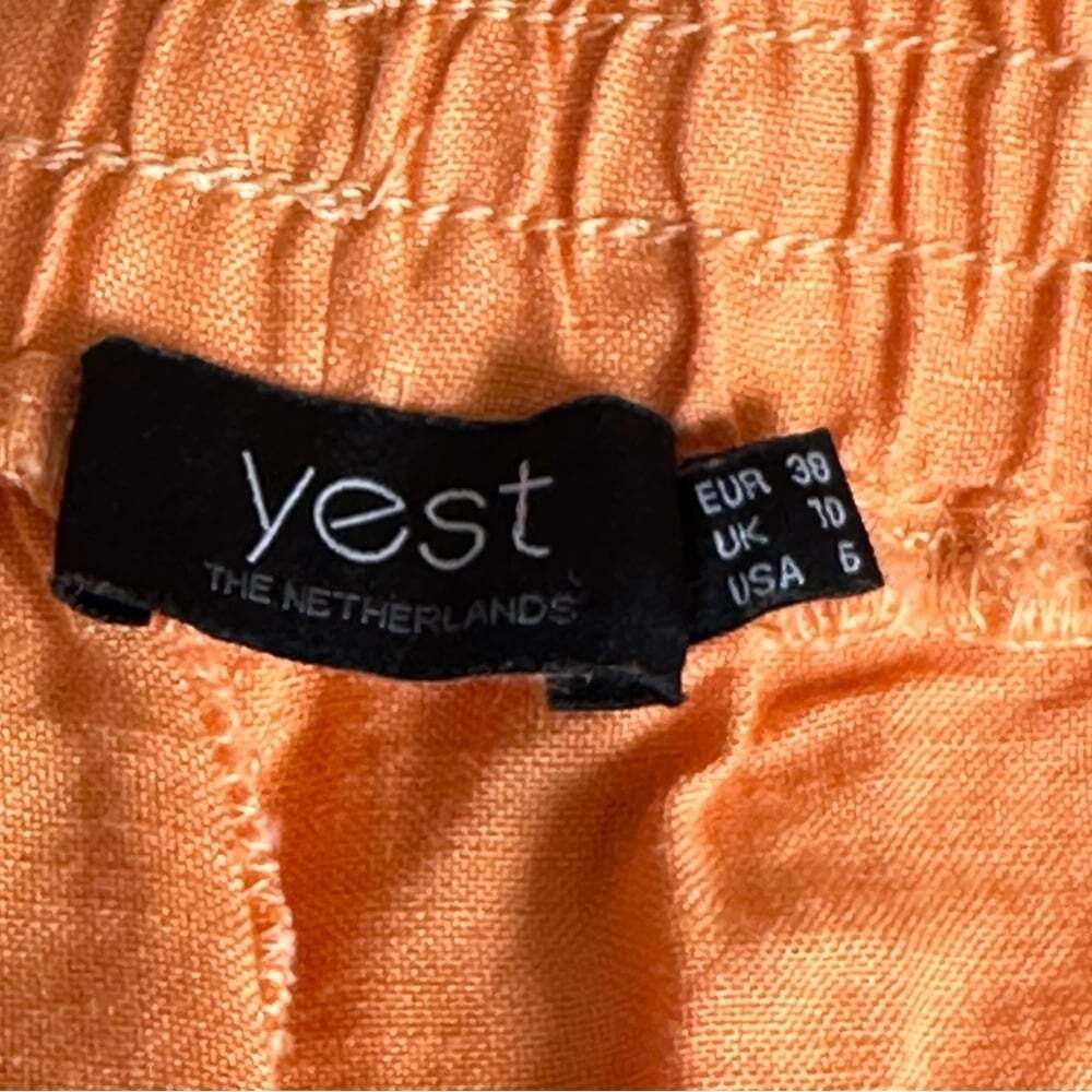 YEST Orange Linen Pants Women’s Size 6 Wide Leg Beachy Vacation Vibes Boho Chic - Picture 10 of 15